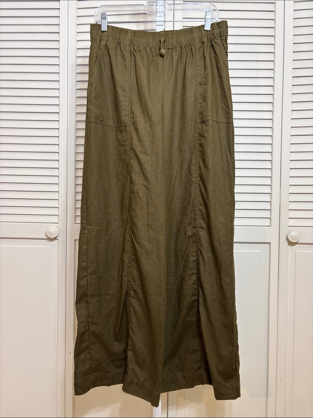 Reformation Olive Green Declan Wide Leg Pants with Convertible Length Medium - Picture 7 of 16